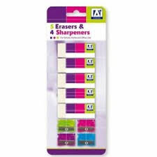 5 Erasers & 4 Sharpeners