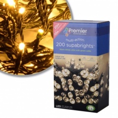 Premier Indoor & Outdoor 200 M-A LED Supabright - Warm White - Green Cable