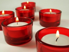Red Candle Holder with Tea Light
