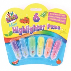 6pc Mini Highlighter Pens On Card