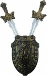 TWIN SWORD SET WITH SHIELD ON TIE CARD ''KNIGHT''