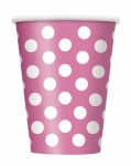 6 Hot Pink Dots 12oz Cups