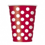 6 Ruby Red Dots 12oz Cups