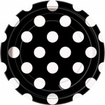 Midnight Black Dots 7'' Plates Pk8