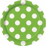Lime Green Decorative Dots 7'' Plates Pk8