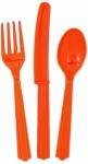 18 Assorted Pumpkin Orange Plastic Cutlery