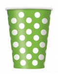 Lime Green Decorative Dots 12 oz. Cups Pk6