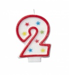 Numeral Glitter Birthday Candle - ''2'' with Cake Decoration