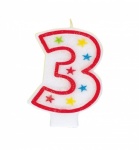 Numeral Glitter Birthday Candle - ''3'' with Cake Decoration