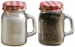 Set of 2 Mason Jar 5 OZ. Salt And pepper Shaker W/ Red And White