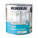 Ronseal Stays White 2 in 1 Trim Paint- White Satin  2.5ltrs