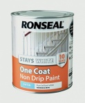 Ronseal Stays White OC  Trim Paint- White Satin 750ml