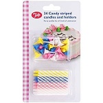 Tala pack of 24 Candy Striped Candles and 24 holders