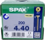 SPAX FLAT COUNTERSUNK POZI - YELLOX SPAX POZ FLAT CSK Y 4.0X40 200pcs