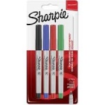 Sharpie Permanent Markers, Ultra-Fine Tip - Assorted Standard Colours - Pack of 4