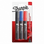 Sharpie W10 Permanent Markers, Chisel Tip - Assorted Colours - Pack of 3