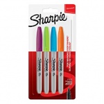 Sharpie Permanent Markers, Chisel Tip - Assorted Standard Colours - Pack of 4