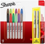 Sharpie Permanent Markers, Fine Tip - Assorted Colours - Pack of 12+2