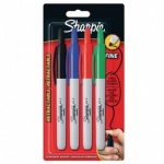 Sharpie Permanent Markers, Retractable Fine Tip - Assorted Standard Colours - Pack of 4