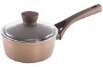 Pyrex 16cm Small Gusto Non Stick Inductive Sauce Pan Plus Lid - Brown