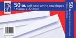 Colman 50 Pack 110mm x 220mm Gummed White Envelopes