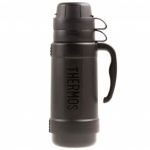 Thermos 1000Ml Eclipse Glass Vacuum Flask Black Hot Cold Food And Drinks Tumbler