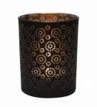 Table Tech Sevilla 12.5cm Glass Candle Holder, Black, Copper