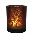 Table Tech Toledo 12.5cm Glass Pillar Candle Holder Jar Brown Copper
