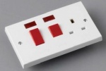 Red/Grey 45amp Cooker Switch & Socket + Neon - Loose B09