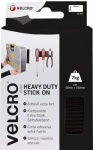 VELCRO Brand Heavy Duty Stick On Strips, 50mm x 100mm - Black, Pack of 2