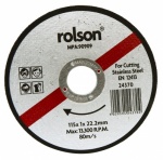 Rolson Tools Ltd 115mm Stainless steel Cutting Disc. 22.2mm 24370