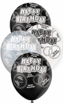 6 12'' Black Hb Glitz Balloons