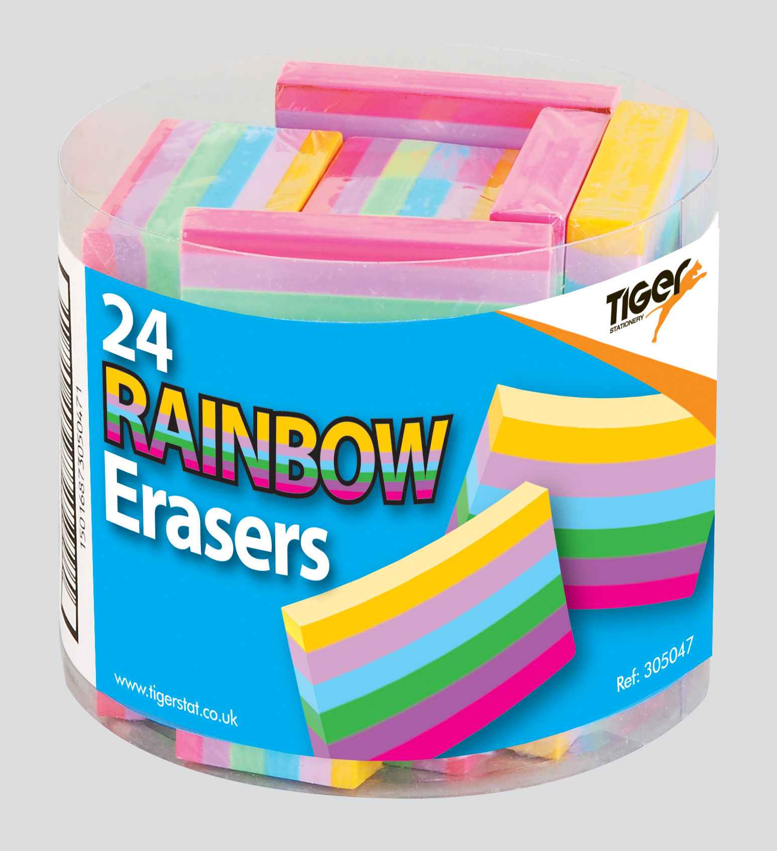 Tiger Rainbow Erasers Pot- 24pcs ( 305047 )