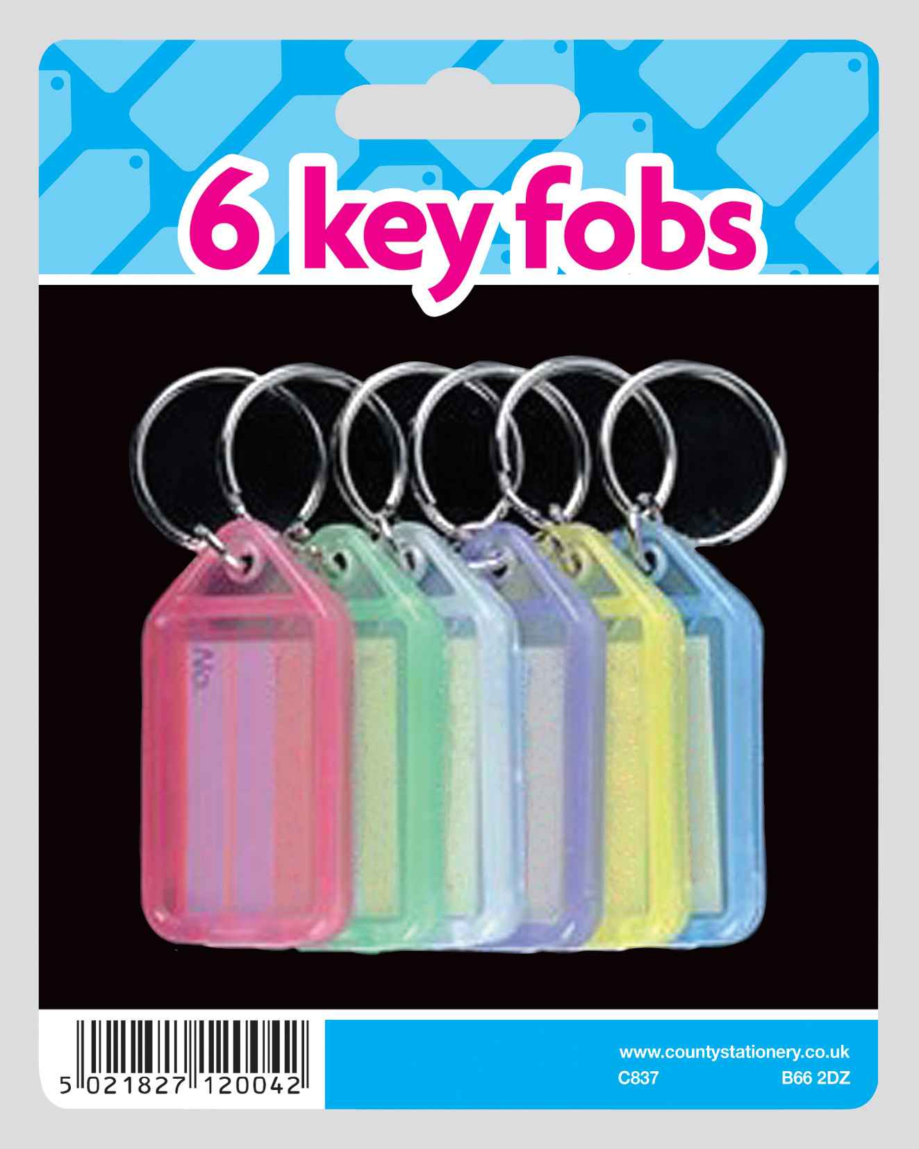 County 6 Key Rings Carded