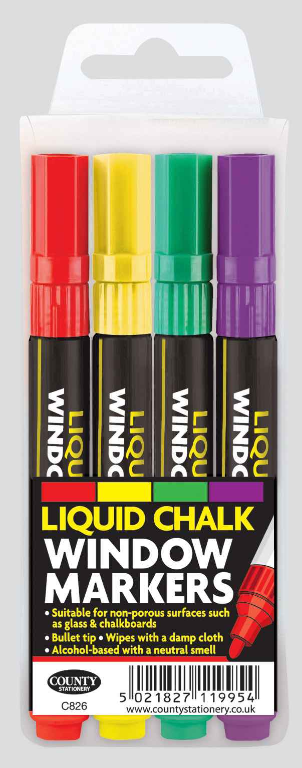 County Coloured Window Markers 4pk (C826)