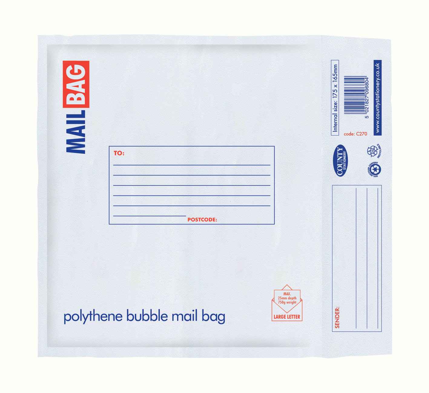 Polythene Bubble Bags CD pk-10