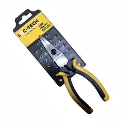 Loc-tech 8'' Flat Nose Plier, Drop Forged, Carbon Steel, Chrome Plated With Sleeve.