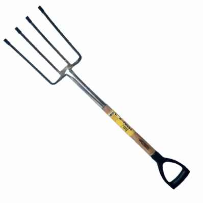 Loc-tech Stainless Steel  Digging Fork With Wooden Handle