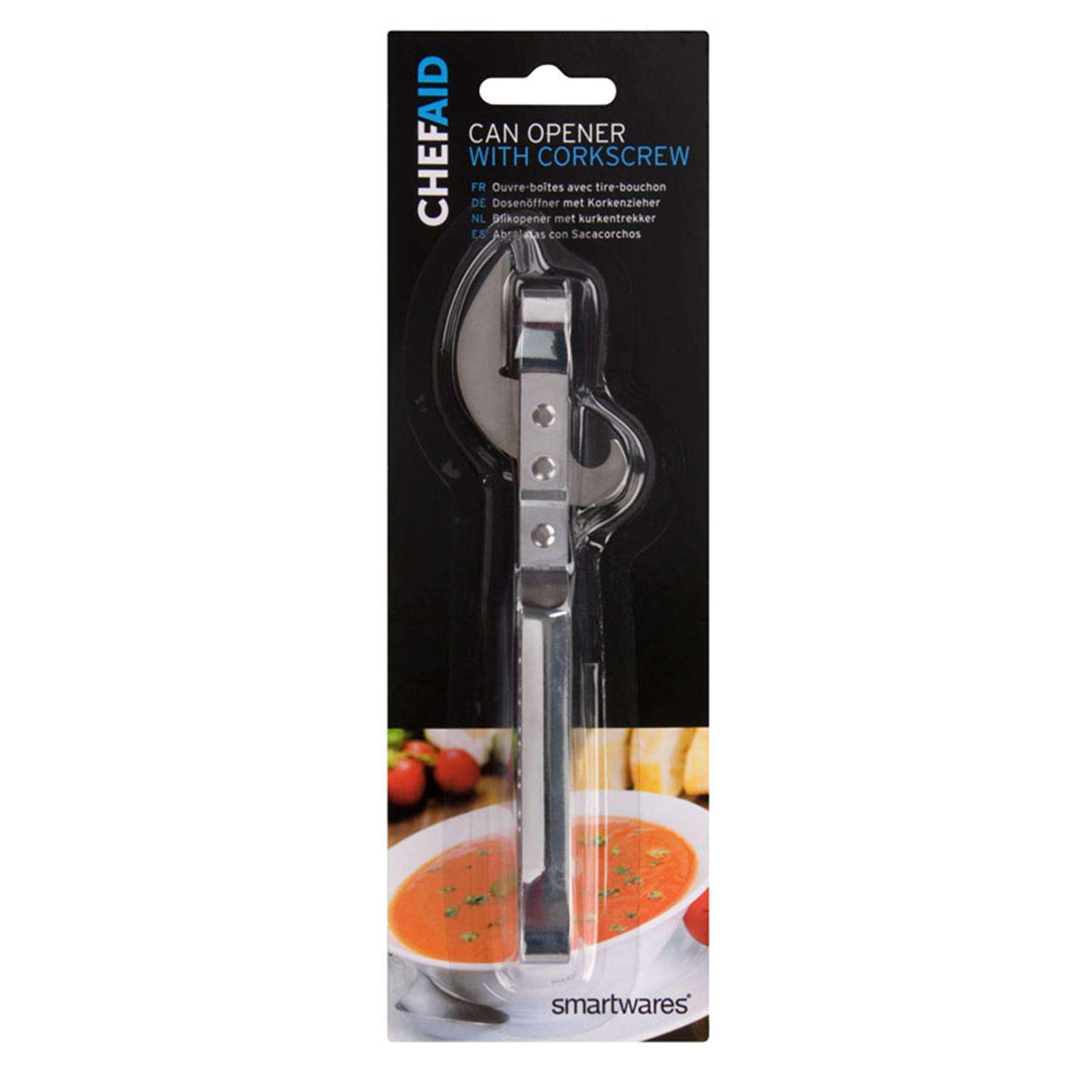 Chef Aid Can Opener With Corkscrew Carded