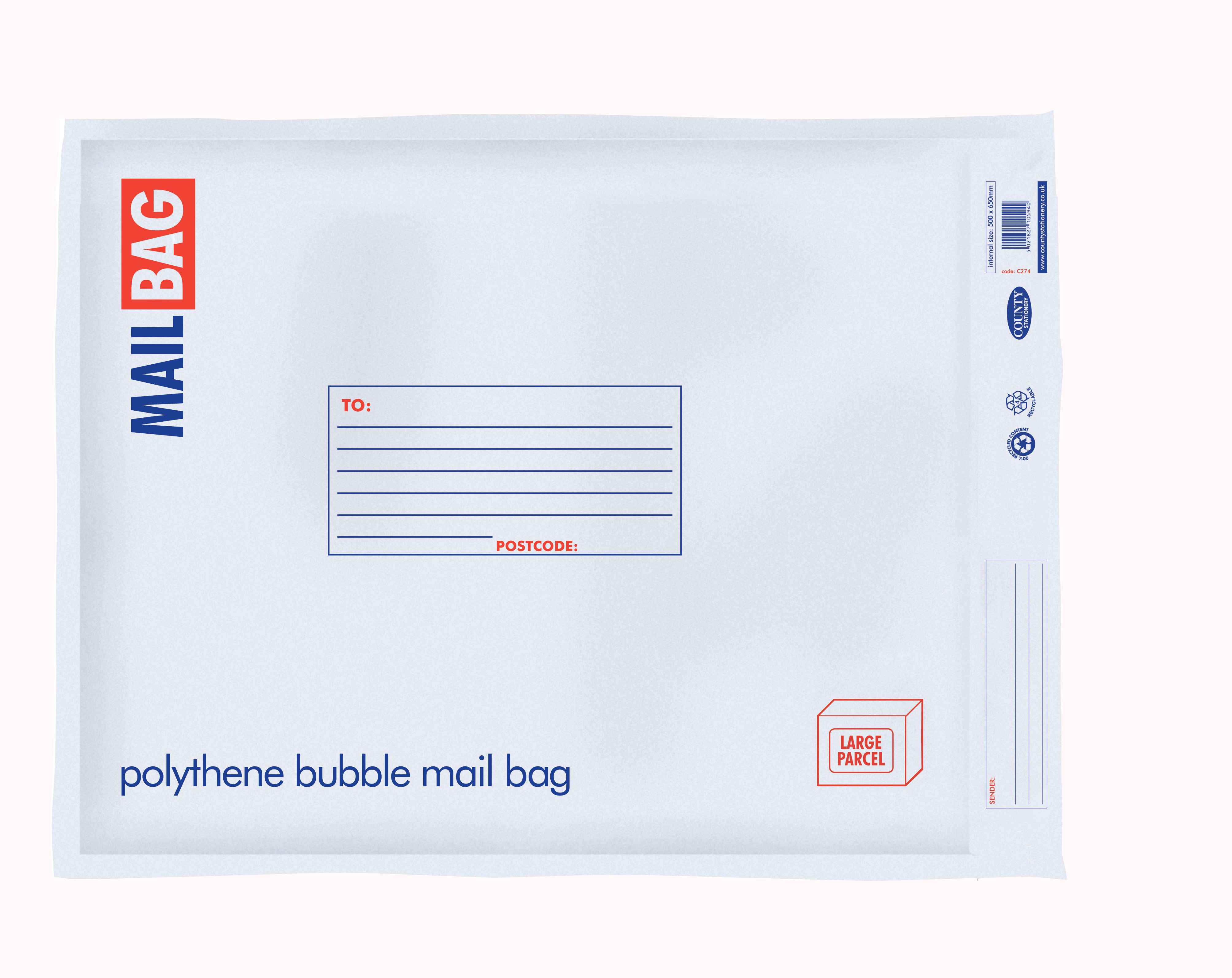 Polythene Mail Bags Ex Large 500mm x 650mm