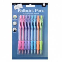 8  Ballpoint Pens 5 pastel Colours