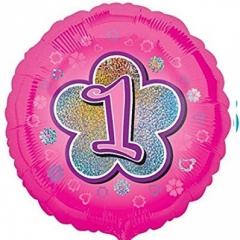 18'' Standard Holographic Foil Balloon : Pink Star 1