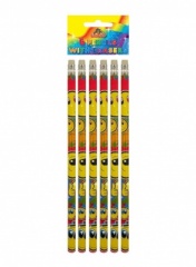 Pencil W/Eraser Full Size 6pc Smile