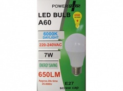 LED C37 4.9W 220-240VAC 410Lm 40W Halogen Daylight 6000K E27 Lamp