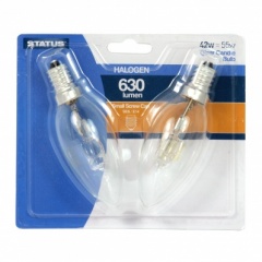 Status 42w = 55w - Halogen - Candle - SES - Clear - 2pk