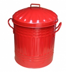 New Galvanised Red mini bin (11'') 12L