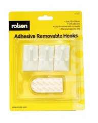 Rolson 3Pcs Removable Adhesive Hooks 61327