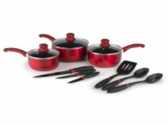 RUSSELL HOBBS 9PC RED COMBINATION SET