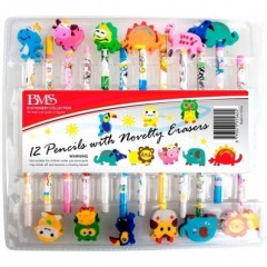 Pencils W/novelty Erasers 12pc