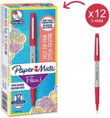 Paper Mate Flair Ultra Fine Fibre Tip Pen - Red -  Box of 12